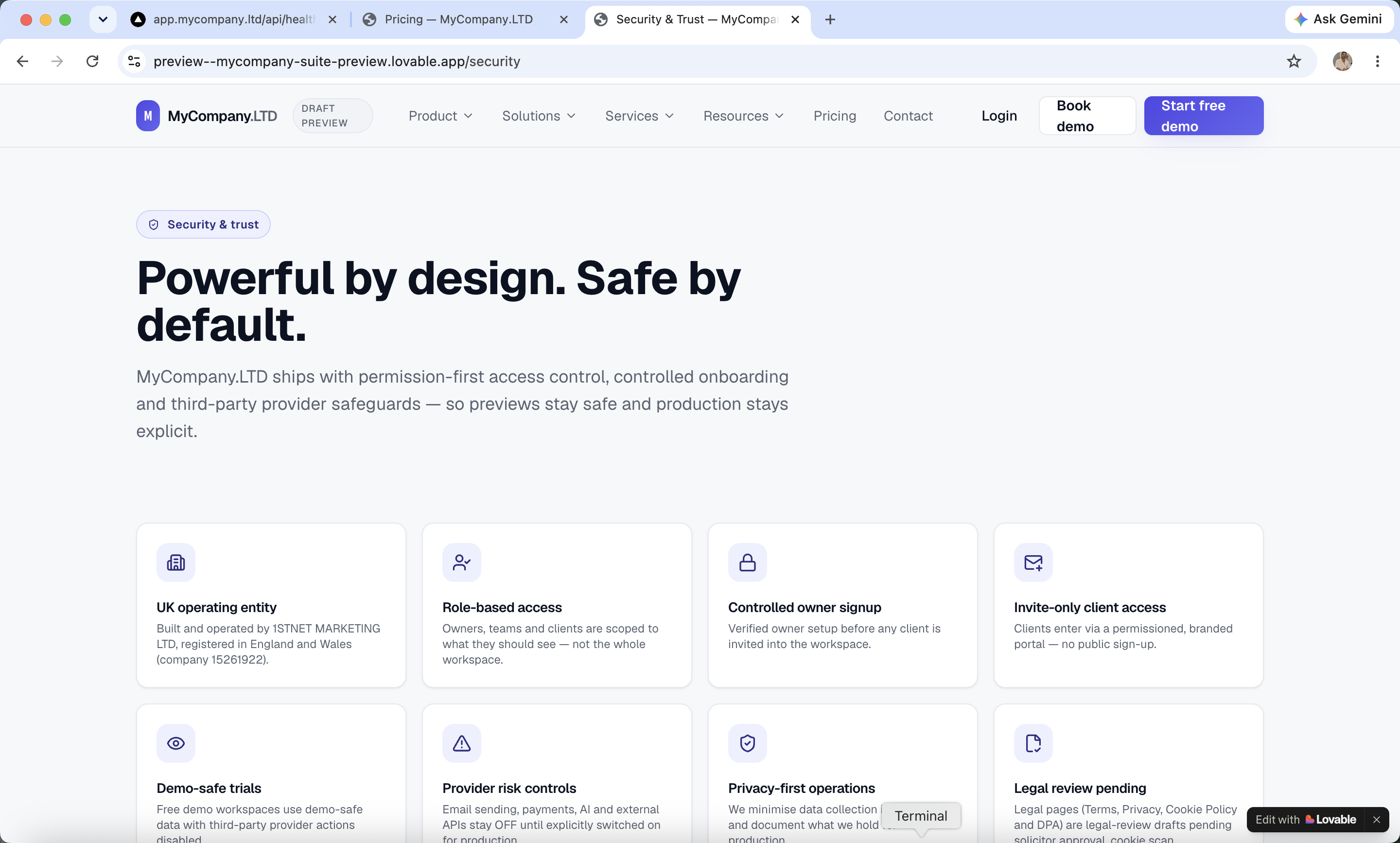 Security and safe-by-default controls
